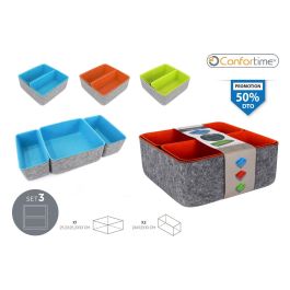Confortime Set de 3 Organizadores de Fieltro 25.5 x 25.5 x 10.5 cm (6 Unidades)