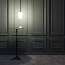 Mesa Alta Blanco-Negro Metal-Mármol 50 X 50 X 110 cm