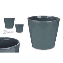 Ibergarden Set de 2 Macetas de Cerámica Cónica, Antracita, 22 cm y 28 cm