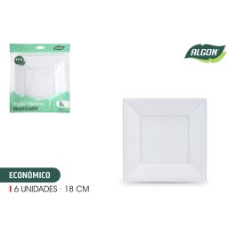 Algon Set de 6 Platos Cuadrados de Plástico Ecológico, 18 cm (36 Unidades) Precio: 16.50000044. SKU: B1DMP54MDK