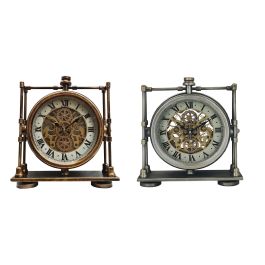 Reloj Sobremesa Vintage DKD Home Decor Dorado Plateado 9.5 x 35 x 31 cm (2 Unidades) Precio: 117.49999998. SKU: B1AZL43W9Z