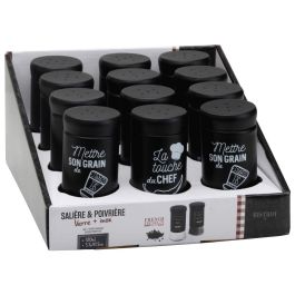 Totally Addict Salero O Pimentero Industriel Altura 10,5 cm Cristal y Acero Inoxidable