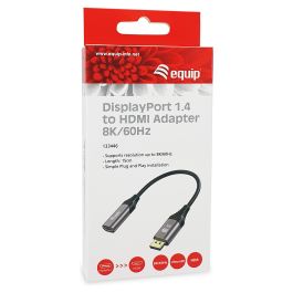 Equip Adaptador DisplayPort 1.4 a HDMI 8K/60Hz, 4K@120Hz, HDR, HDCP 2.2, Cable 15 cm, Macho-Hembra