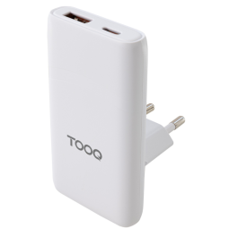 TooQ Cargador de Viaje GaN 65W Tipo C y Tipo A, USB-C/PD + USB-A/QC, Blanco Precio: 17.5000001. SKU: B1ATPLNBPD