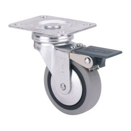 Ruedas Alex Rueda Giratoria con Placa, Freno y Eje Liso Gris Poliamix - Goma Carga Máx. 17 kg Ø 4 cm Precio: 3.50000002. SKU: B1AJ7MPGCC