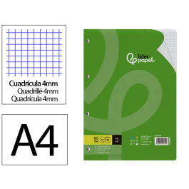 Liderpapel Recambio A4 80 Hojas 75gr Cuadro 4 mm con Margen 4 Taladros Precio: 1.9941768. SKU: B14G2MCYQR