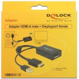 DeLOCK Adaptador Cable HDMI-A Macho a DisplayPort 1.2 Hembra, 0.25m, 4K UHD 3840x2160, Negro