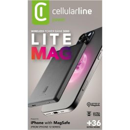 Cellularline MAG LITE 5000 Banco de Energía Inalámbrico MagSafe 5000 mAh Gris para Teléfono Móvil/Smartphone