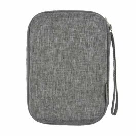 AISENS ASBG-005-GR Estuche Protector Rígido para Disco Duro Externo 2.5" Gris, Algodón y Lino, con Cremallera y Compartimento para Cables