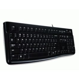 Logitech Teclado K120 USB con cable, diseño estándar QWERTY, resistente a salpicaduras