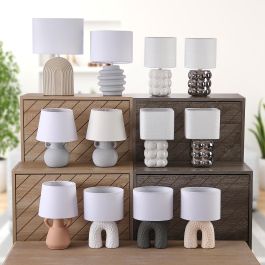 Lámpara de Mesa Arcoíris Monocromático Beige Versa 26x39 cm (2 Unidades) Lámpara de Mesa Arcoíris Monocromático Beige Versa 26x39 cm (2 Unidades)