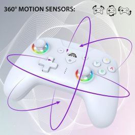 Subsonic SUB1709241285386 Controlador Inalámbrico para Nintendo Switch, LED Programables, Vibración y Giroscopio, Blanco