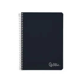 Liderpapel Cuaderno espiral A5, tapa dura, 80 hojas, 90gr, cuadro 4mm con margen, color negro