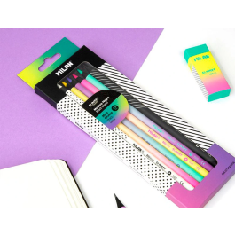 Milan Lápices de Colores Mina Gruesa Sunset Madera Negra Estuche 6 Unidades