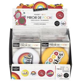 The Concept Factory 2 Espejos De Bolsillo Con Funda Colección Rainbow Rojo Fucsia Blanco Amarillo