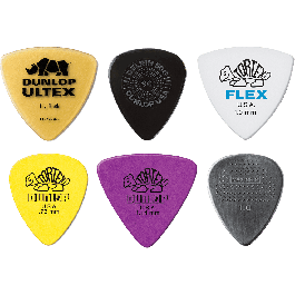 Dunlop Pack Variedad Púas para Bajo, 6 Unidades: Ultex Tri, Delrin Prime Grip, Tortex Flex/Standard/Tri, Max-Grip