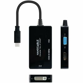 Adaptador USB-C a VGA/HDMI/DVI NANOCABLE 10.16.4301-ALL 20 cm Negro Adaptador USB-C a VGA/HDMI/DVI NANOCABLE 10.16.4301-ALL 20 cm Negro