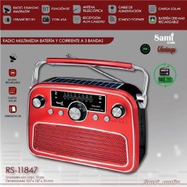 SAMI Radio Multimedia AC/Batería/Solar 3 Bandas - Color Rojo