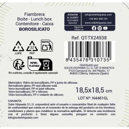 Inde Fiambrera Cuadrada Hermética Textury 18.5 x 18.5 cm 1.1 L