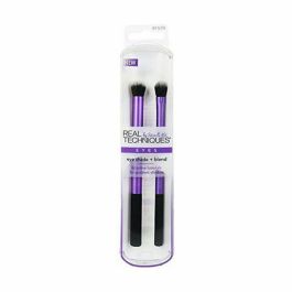 Real Techniques EYE SHADE + BLEND DUO Set de 2 Brochas de Maquillaje para Sombras de Ojos (Base Shadow + Deluxe Crease), Veganas