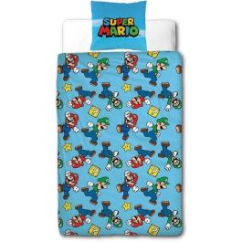 Mario Bros AAARQ16160 - Juego de Cama Microfibra Mario y Luigi - 1 Funda Nórdica 140x200 cm + 1 Funda Almohada 63x63 cm
