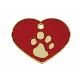 Placa identificativa para collar Imarc Heart Rojo Dorado