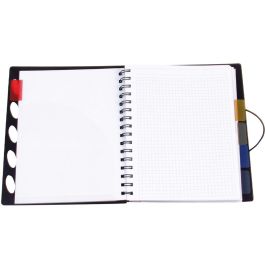 Cuaderno Espiral Liderpapel A5 Micro Executive Tapa Plastico 100H 80 gr Cuadro 5 mm 5 Separadores Con Gomilla Negro