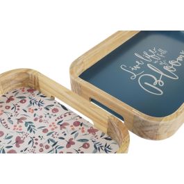 DKD Home Decor Bandeja Decoración Shabby Country Floral Natural Multicolor MDF Set de 2 (2 Unidades) 24 x 4.5 x 35 cm