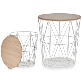 Giftdecor Mesa Redonda Blanca de Metal con Tapa de Madera MDF - 40 cm diámetro x 41 cm alto (6 Unidades) Precio: 79.68999984. SKU: B18MVSCHW5