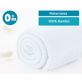 KioKids Mantita de Bebé de Bambú Azul 80x110cm Termorreguladora y Suave Certificado Oeko-Tex