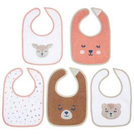 Tom et Zoe Juego de 5 Baberos Surtidos con Cierre de Velcro y Dorso PEVA Antiman chas (29.5x21 cm)