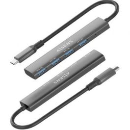Aisens A106-0540 Hub USB-C 3.1 Gen1 con 4 puertos USB 3.0 de 5Gbps, Gris, Cable 15cm Aisens A106-0540 Hub USB-C 3.1 Gen1 con 4 puertos USB 3.0 de 5Gbps, Gris, Cable 15cm