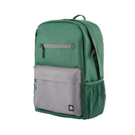 HP Mochila Campus Verde, Extra Segura con Cremallera Bloqueable y Bolsillo Acolchado para Portátil, Materiales Resistentes a la Lluvia