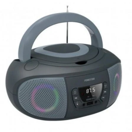 Fonestar BOOM-GO-G Radio CD Bluetooth USB Portátil con Efectos Luminosos Gris