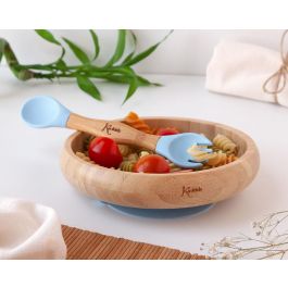 KioKids Set Vajilla Bebé Bambú y Silicona Azul con Ventosa Antideslizante, Cuchara-Tenedor 2 en 1, +4 Meses Precio: 19.94999963. SKU: B1FZ4JFK4M