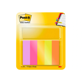 Post-it Bloc de Notas Adhesivas Mininotas Energetic Colour, 15 x 50 mm, 50 Hojas, Pack 5 Unidades