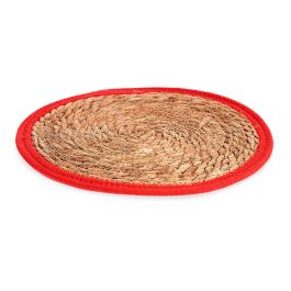 Giftdecor Tapete Natural Borde Rojo 35x35 cm Fibra Natural (Set de 48)