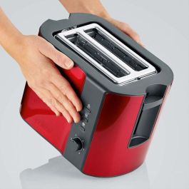 Severin AT 2217 Tostador para 2 Rebanadas Rojo Metálico 800W con Bandeja Recogemigas