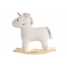 DKD Home Decor Mecedora Kids Unicornio Blanco y Natural 33 x 50 x 64 cm - Asiento 42 cm