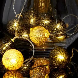 Home Deco Factory Guirnalda Luz 15 Led Negro y Dorado, Conexión Usb, Ideal para Decoración