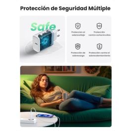Ugreen 60450 Cargador Rápido USB-C 20W Power Delivery 3.0 Quick Charge 4+ para iPhone 16/15/14/13, Samsung Galaxy S23/S22
