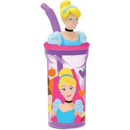 Disney Vaso con Pajita 360 mL Figura 3D Principesse CZ11334