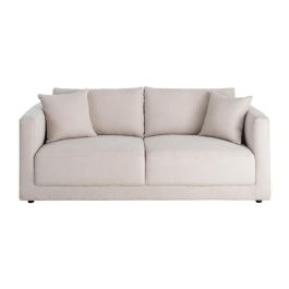 Sofá 3 Plazas Crema Tejido-Madera 210 X 96 X 86 cm