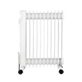 Oceanic Radiador Eléctrico de Aceite 2500W, 3 Potencias, 11 Elementos, Blanco, Móvil para Cualquier Habitación
