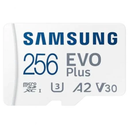 Samsung MB-MC256SA/EU Tarjeta de Memoria microSDXC EVO Plus 256GB Clase 10 A2 V30 con Adaptador SD 160MB/s