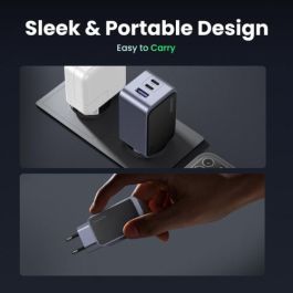 UGREEN 35042 Cargador Nexode Air 65W, 2x USB-C, 1x USB-A, Carga Rápida, Gris