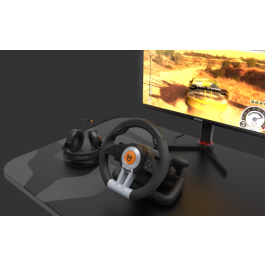 Krom Volante K-Wheel Gaming PC PS3 PS4 Xbox One con pedales y vibración