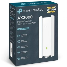 TP-LINK Punto de acceso Wi-Fi 6 de doble banda para interiores/exteriores AX3000 PUERTO: 1× puerto Gigabit RJ45 VELOCIDAD: 574Mbps a 2.4 GHz + 2402 M