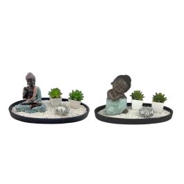 DKD Home Decor Figura Oriental Verde Blanco Resina Piedra Jardín Zen 16.5 x 15.5 x 32 cm (2 Unidades) Precio: 30.68999956. SKU: S3039641