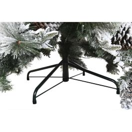 DKD Home Decor Árbol de Navidad Artificial Alpina Blanco PVC con Luz Cálida LED, Piñas, 1312 Ramas y 240 cm Alto